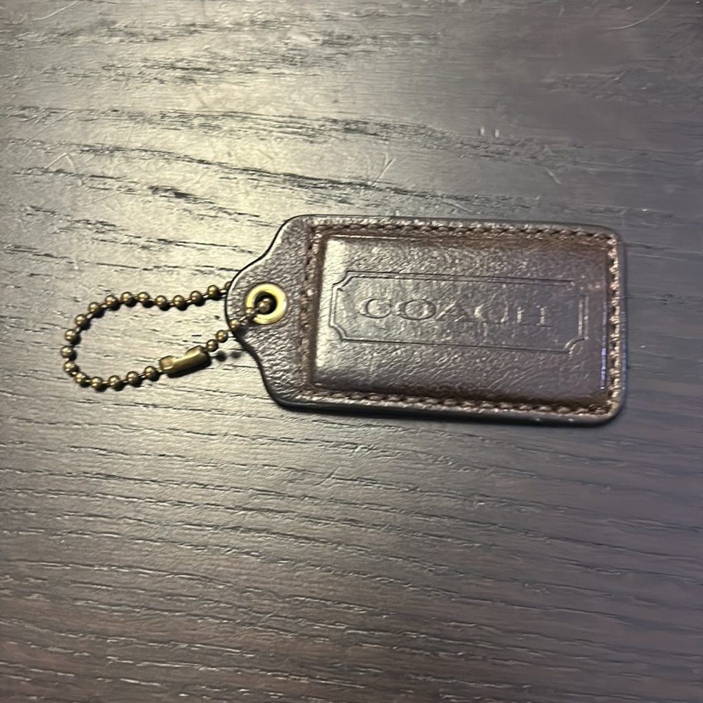 Coach Leather Hangtag Keychain Handbag Charm Shimmer